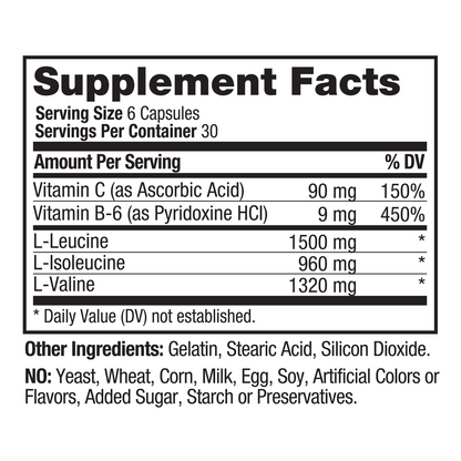 BCAA PLUS is a muscle-preserving formula made up of essential amino acids: L-Leucine, L-Valine and L-Isoleucine also known as branched chain amino acids (BCAAs).†