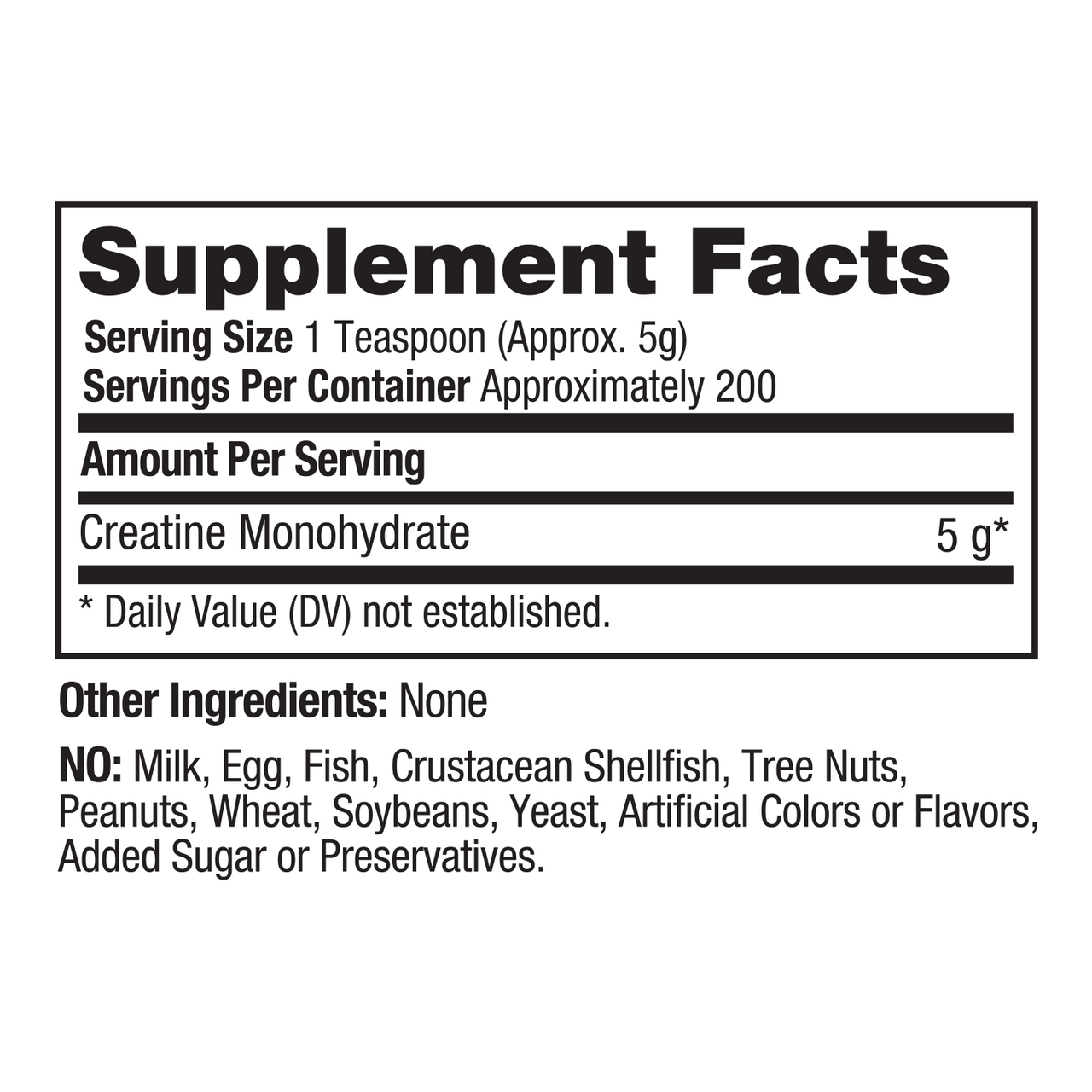 Creatine Monohydrate - pure, micronized creatine monohydrate with no fillers or additives