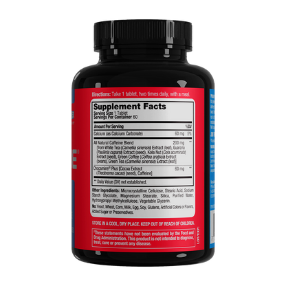 Advanced Caffeine Supplement Facts and Panel on bottle