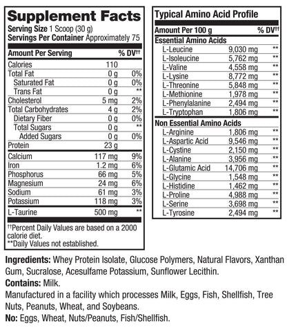 Whey Isolate Vanilla Supplement Panel
